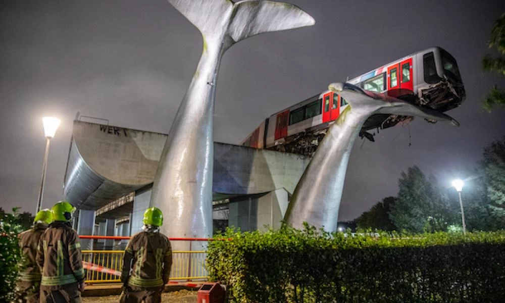 Απίστευτο: Γλυπτό φάλαινας σώζει τρένο από πτώση στο νερό